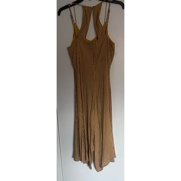 Band of Gypsies Paris Mustard Yellow Striped Culotte Jumpsuit Size M/ pristine - Picture 7 of 9